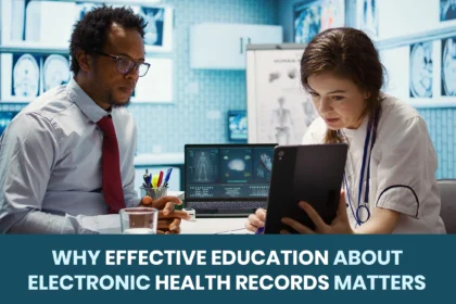 Healthcare professionals using EHR software
