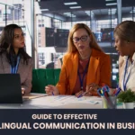Multilingual business communication team meeting