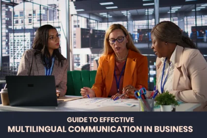 Multilingual business communication team meeting