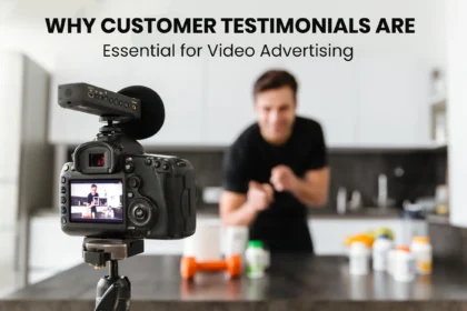 Customer sharing testimonial for video advertising